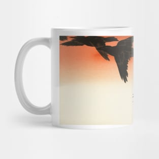 Crows and Red Sky Vintage Japanese Print by Shibata Zeshin Mug